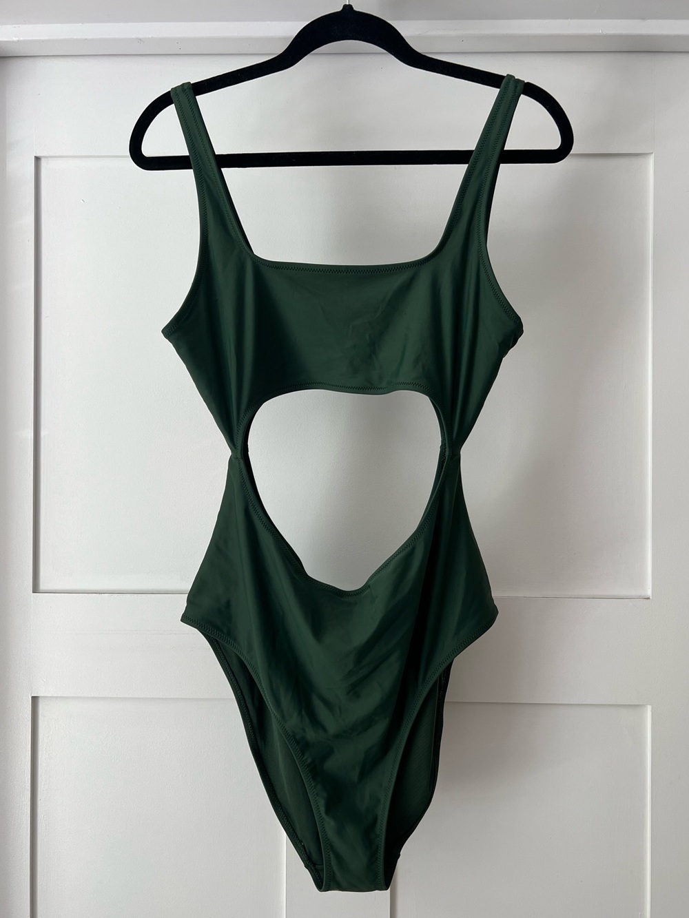 aerie / American Eagle Olive Green Cut Out One-Piece Cheeky Swimsuit Size L